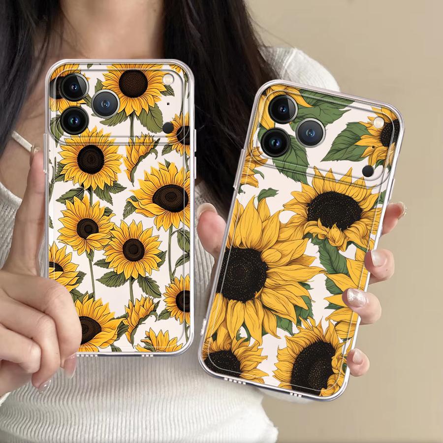 Phone Cases Xr Iphone - Custodia Trasparente con Motivo Girasole Carino