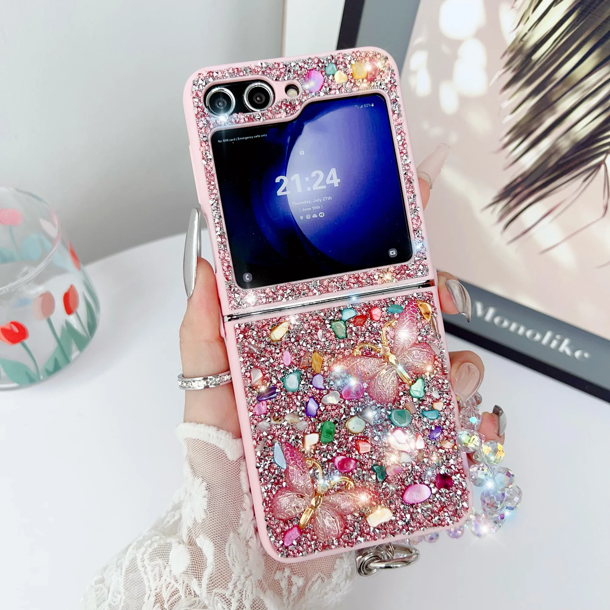 Phone Cases Z Flip 5 - Custodia per telefono glitter di lusso