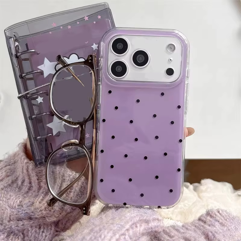 Phone Cases Purple - Cover Minimalista Stile Ins con Pois